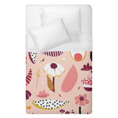 Scandinavian Flat Floral Background Coral Pink White Black Gold Pattern Duvet Cover (single Size) by Sarkoni