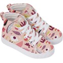 Scandinavian Flat Floral Background Coral Pink White Black Gold Pattern Kids  Hi-Top Skate Sneakers View3