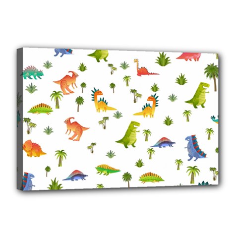 Baby Dino Seamless Pattern Canvas 18  X 12  (stretched)