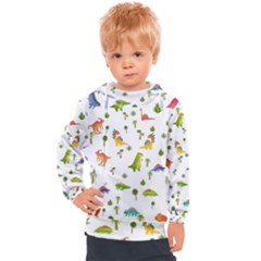 Baby Dino Seamless Pattern Kids  Hooded Pullover by Sarkoni