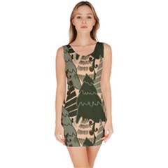 Christmas Vector Seamless Tree Pattern Bodycon Dress