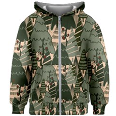 Christmas Vector Seamless Tree Pattern Kids  Zipper Hoodie Without Drawstring by Sarkoni
