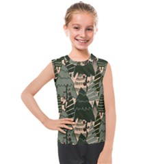 Christmas Vector Seamless Tree Pattern Kids  Mesh Tank Top by Sarkoni