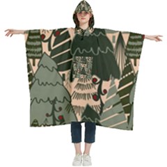 Christmas Vector Seamless Tree Pattern Women s Hooded Rain Ponchos by Sarkoni