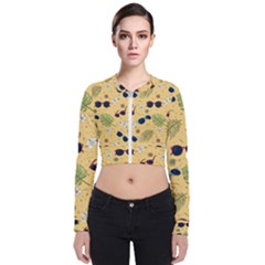 Seamless Pattern Of Sunglasses Tropical Leaves And Flowers Long Sleeve Zip Up Bomber Jacket
