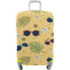 Seamless Pattern Of Sunglasses Tropical Leaves And Flowers Luggage Cover (large) by Sarkoni