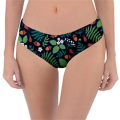 Pattern Forest Leaf Flower Motif Reversible Classic Bikini Bottoms by Sarkoni