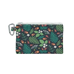 Pattern Forest Leaf Flower Motif Canvas Cosmetic Bag (small) by Sarkoni