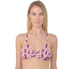 Pink Tigers And Tropical Leaves Patern Reversible Tri Bikini Top