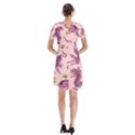 Pink Tigers And Tropical Leaves Patern Short Sleeve V-neck Flare Dress View2