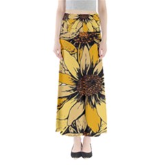 Colorful Seamless Floral Pattern Full Length Maxi Skirt