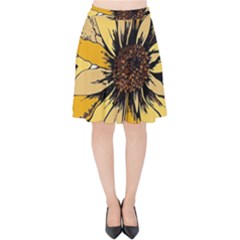 Colorful Seamless Floral Pattern Velvet High Waist Skirt by Sarkoni