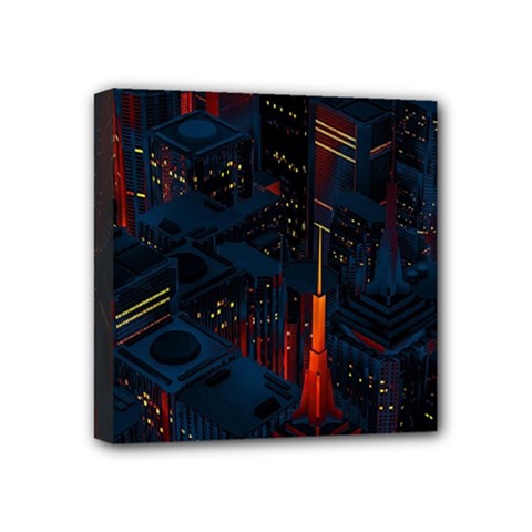 Architecture City Pixel Art Mini Canvas 4  X 4  (stretched)