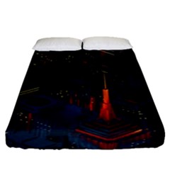 Architecture City Pixel Art Fitted Sheet (queen Size)