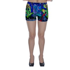 Beauty And The Beast Stained Glass Rose Skinny Shorts