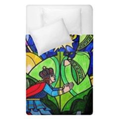 Beauty And The Beast Stained Glass Rose Duvet Cover Double Side (single Size)