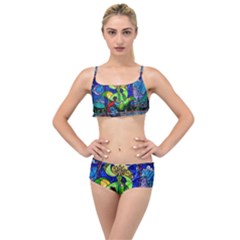 Beauty And The Beast Stained Glass Rose Layered Top Bikini Set by Sarkoni