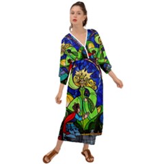 Beauty And The Beast Stained Glass Rose Grecian Style  Maxi Dress by Sarkoni