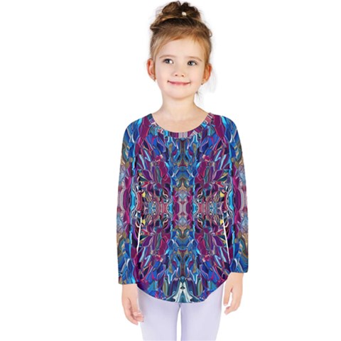 Cobalt Blend Kids  Long Sleeve T-shirt by kaleidomarblingart