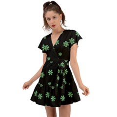 I Love Guitars In Pop Arts Blooming Style Flutter Sleeve Wrap Dress by pepitasart