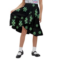 I Love Guitars In Pop Arts Blooming Style Kids  Ruffle Flared Wrap Midi Skirt by pepitasart