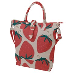 Seamless Strawberry Pattern Vector Buckle Top Tote Bag by Grandong