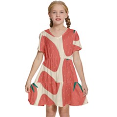 Seamless Strawberry Pattern Vector Kids  Short Sleeve Tiered Mini Dress by Grandong