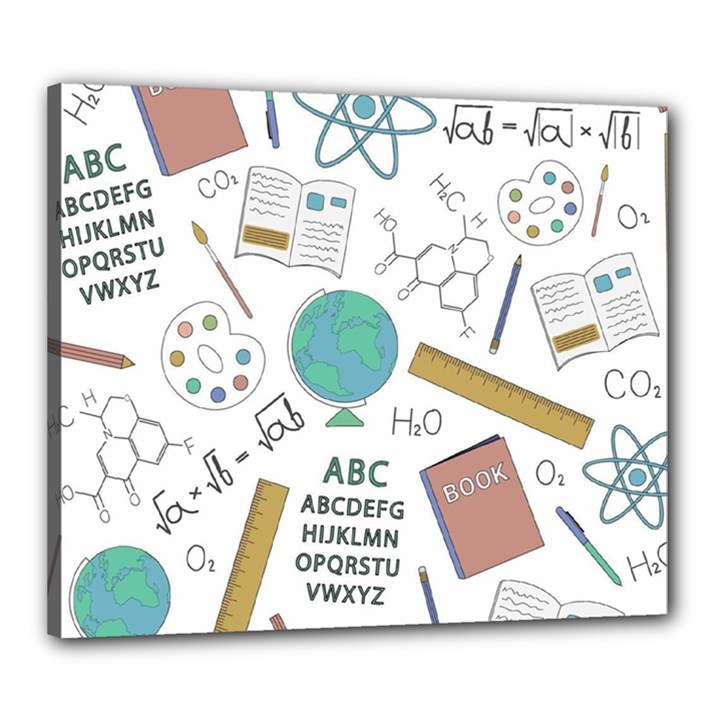 School Subjects And Objects Vector Illustration Seamless Pattern Canvas 24  x 20  (Stretched)