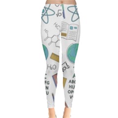 School Subjects And Objects Vector Illustration Seamless Pattern Everyday Leggings 