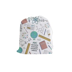 School Subjects And Objects Vector Illustration Seamless Pattern Drawstring Pouch (Medium)