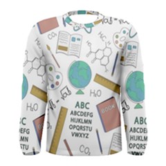 School Subjects And Objects Vector Illustration Seamless Pattern Men s Long Sleeve T-Shirt
