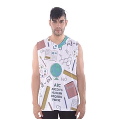 School Subjects And Objects Vector Illustration Seamless Pattern Men s Basketball Tank Top