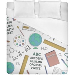 School Subjects And Objects Vector Illustration Seamless Pattern Duvet Cover (California King Size)