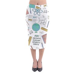 School Subjects And Objects Vector Illustration Seamless Pattern Midi Pencil Skirt