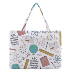 School Subjects And Objects Vector Illustration Seamless Pattern Medium Tote Bag