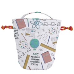 School Subjects And Objects Vector Illustration Seamless Pattern Drawstring Bucket Bag