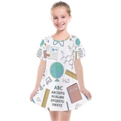 School Subjects And Objects Vector Illustration Seamless Pattern Kids  Smock Dress