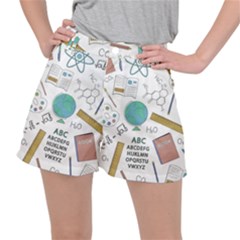 School Subjects And Objects Vector Illustration Seamless Pattern Women s Ripstop Shorts