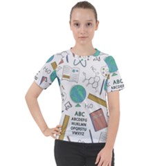 School Subjects And Objects Vector Illustration Seamless Pattern Women s Sport Raglan T-Shirt