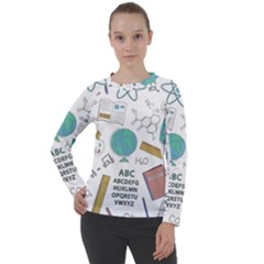 School Subjects And Objects Vector Illustration Seamless Pattern Women s Long Sleeve Raglan T-Shirt