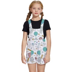 School Subjects And Objects Vector Illustration Seamless Pattern Kids  Short Overalls