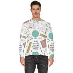 School Subjects And Objects Vector Illustration Seamless Pattern Men s Fleece Sweatshirt