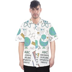 School Subjects And Objects Vector Illustration Seamless Pattern Men s Hawaii Shirt