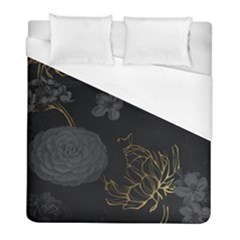 Dark And Gold Flower Patterned Duvet Cover (full/ Double Size) by Grandong