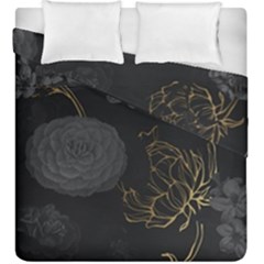 Dark And Gold Flower Patterned Duvet Cover Double Side (king Size) by Grandong