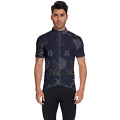 Dark And Gold Flower Patterned Men s Short Sleeve Cycling Jersey by Grandong