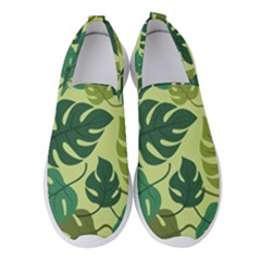 Seamless Pattern Of Monstera Leaves For The Tropical Plant Background Women s Slip On Sneakers by Grandong