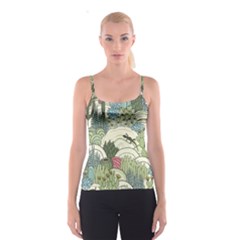Playful Cactus Desert Landscape Illustrated Seamless Pattern Spaghetti Strap Top by Grandong