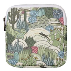 Playful Cactus Desert Landscape Illustrated Seamless Pattern Mini Square Pouch by Grandong