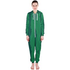 Green Seamless Watermelon Skin Pattern Hooded Jumpsuit (ladies) by Grandong